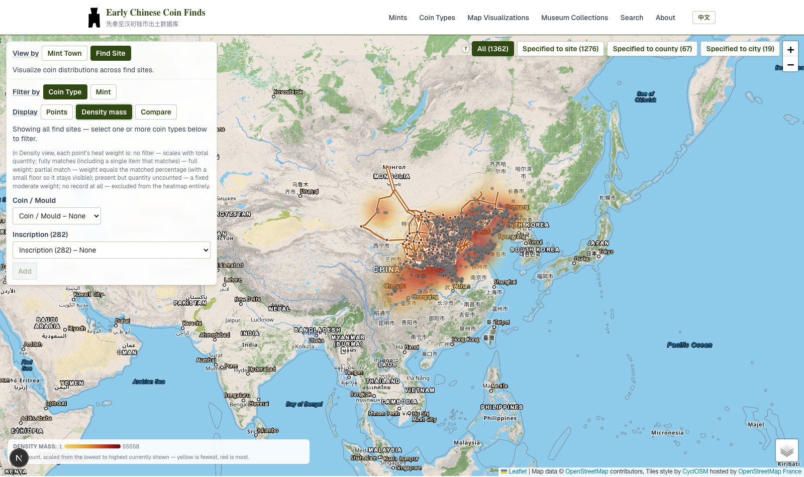 Map visualization — 14 viz find site density